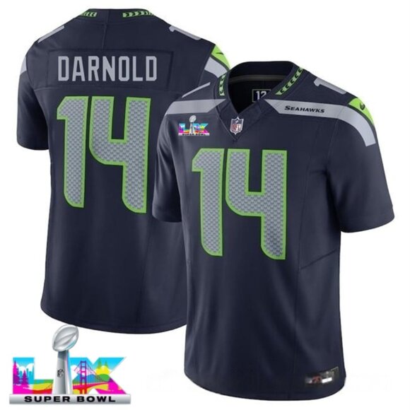Mens or Youths Choose Sam Darnold Super Bowl LX Stitched Jersey Navy Vapor